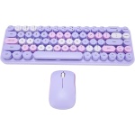 Juego de Teclado Inalámbrico, Teclado Ergonómico con Suspensión Automática y Ratón Combinado de 2,4 GHz, Bonito Retro para Oficina (Tema Morado) - Imagen 4