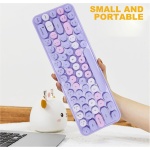 Juego de Teclado Inalámbrico, Teclado Ergonómico con Suspensión Automática y Ratón Combinado de 2,4 GHz, Bonito Retro para Oficina (Tema Morado) - Imagen 5