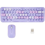 Juego de Teclado Inalámbrico, Teclado Ergonómico con Suspensión Automática y Ratón Combinado de 2,4 GHz, Bonito Retro para Oficina (Tema Morado) - Imagen 6
