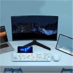 Yominerr Teclado y RatóN Bluetooth InaláMbricos, CombinacióN de Teclado y RatóN Recargable para Varios Dispositivos con Soporte para TeléFono (Rosa) - Imagen 2
