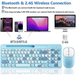 Yominerr Teclado y RatóN Bluetooth InaláMbricos, CombinacióN de Teclado y RatóN Recargable para Varios Dispositivos con Soporte para TeléFono (Rosa) - Imagen 5