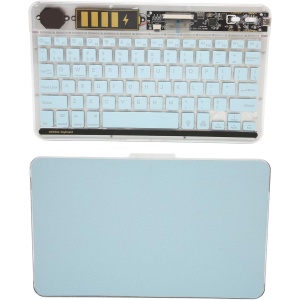 Combo de Teclado Inalámbrico Transparente, Conexión de 3 Modos, Teclado Retroiluminado, Ratón para Tableta, PC, Teléfono Móvil, Puerto USB C (Blue)