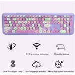 Ratón de Teclado Inalámbrico, Juego de Ratón de Teclado de Transmisión de Alta Velocidad 110 Teclas Plug and Play para Computadora(666 Traje sin Hilos Violeta Color Mixto) - Imagen 6