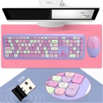 Ratón de Teclado Inalámbrico, Juego de Ratón de Teclado de Transmisión de Alta Velocidad 110 Teclas Plug and Play para Computadora(666 Traje sin Hilos Violeta Color Mixto) - Imagen 7