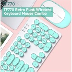 YIWENG TF770 2.4G Combo de Mouse de Teclado inalámbrico Retro Punk Round Keycap Cómodo Escritura silenciosa Amplia compatibilidad Azul,Combinación de Teclado y ratón - Imagen 4