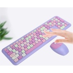 Juego de ratón de Teclado, tecla Redonda Retro, combinación de Ratones de Teclado mecánico de Colores Mezclados, suspensión inalámbrica de 2,4 G, 110 Teclas, sin demora y Escritura silenciosa - Imagen 2