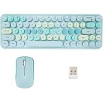 suick Combo de Teclado y Ratón, Ergonómico, 3 dpi, 2,4 GHz, Bonito Juego de Teclado Inalámbrico Retro, 68 Teclas Redondas, Receptor USB para Viajes (Color Mezclado Azul) - Imagen 6