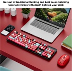 CCYLEZ Combo de Teclado y Ratón Retro Inalámbrico, 3 dpi Ajustable, 2,4G, Silencioso, Compacto, Elegante Juego de Teclado y Ratón para PC, Portátil (Color Mezclado Rojo) - Imagen 4