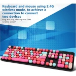 CCYLEZ Combo de Teclado y Ratón Retro Inalámbrico, 3 dpi Ajustable, 2,4G, Silencioso, Compacto, Elegante Juego de Teclado y Ratón para PC, Portátil (Color Mezclado Rojo) - Imagen 5