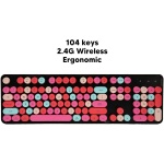 CCYLEZ Combo de Teclado y Ratón Retro Inalámbrico, 3 dpi Ajustable, 2,4G, Silencioso, Compacto, Elegante Juego de Teclado y Ratón para PC, Portátil (Color Mezclado Rojo) - Imagen 8