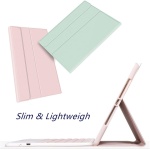 Funda con Teclado Español para iPad 10.2 9a Gen 2021/8a Gen 2020/7a Gen 2019, iPad Air 3 2019, iPad Pro 10.5 2017 con Ratón, Carcasa PU Delgada con Teclado Bluetooth Inalámbrico Magnético (Green) - Imagen 2