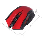 Ratón óptico inalámbrico para juegos para PC: 800 ppp / 1200 ppp, ajustable, ratón inalámbrico para juegos Ratón para juegos de 2,4 Ghz con 6 teclas, sin necesidad de código, plug-and-play(rojo) - Imagen 3