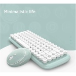 WYKDL Teclado inalámbrico con Teclado inalámbrico de Largo Alcance inalámbrico portátil y el ratón Comb.Teclas Ronda de Escritorio Oficina Principal Fuentes Linda Inteligente Compatible Ahorro - Imagen 4