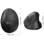 Ratón Vertical Inalámbrico Ergonómico Recargable 2.4G Ratón de Oficina con 6 Teclas, 3 dpi Ajustables para PC, Computadoras Portátiles, Computadoras (Negro) - Imagen 8