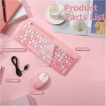 Yominerr Teclado y RatóN Bluetooth InaláMbricos, CombinacióN de Teclado y RatóN Recargable para Varios Dispositivos con Soporte para TeléFono (Rosa) - Imagen 3