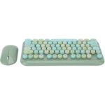 Bewinner Combo de Ratón de Teclado Inalámbrico Retro, Juego de Ratón de Teclado Ergonómico Inalámbrico USB de 75 Teclas, para Ordenador Portátil (Verde) - Imagen 9