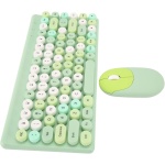 BROLEO Teclado Inalámbrico, Teclado y Ratón Inalámbricos de Diseño Ergonómico Colorido para PC (Green) - Imagen 3