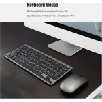 HAOX Combo de Teclado Y Ratón, Teclado Y Ratón, 2,4 GHz, Batería Recargable Inalámbrica, Ratón Silencioso para Computadora de Escritorio - Imagen 7