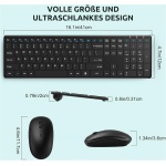 Juego de teclado y ratón inalámbrico, QCen 2,4 GHz, ultrafino, teclado inalámbrico ergonómico en tamaño estándar con 19 teclas especiales y un teclado numérico, para PC, portátil, disposición alemana - Imagen 7