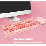 Teclado USB Ratón 2.4G Inalámbrico 68 Teclas Teclado Ratón de Juego Retro de Bajo Consumo para PC (Tema Rosa) - Imagen 5