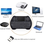 Mini teclado inalámbrico, 2,4 GHz, USB, retroiluminación, mini teclado con panel táctil, combinación de ratón con batería recargable de iones de litio para Android TV Box PC HTPC PS3 Mac Linux Windows - Imagen 3