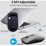Combo de teclado y mouse inalámbricos, teclado delgado y delgado con receptor USB, clic silencioso, 2400 DPI, interruptor de tijera inalámbrico de tamaño completo, para laptop, PC, Windows, gris y - Imagen 6