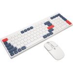Goshyda Combo de Teclado Inalámbrico y Ratón, Teclas Redondas, Diseño Ergonómico, Modos de Conexión Duales, Adecuado para Teléfono, Tableta y Oficina (Blanco Azul) - Imagen 8