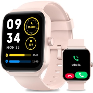Quican Reloj Inteligente Mujer con Llamadas y Whatsapp -Smartwatch Mujer con frecuencia cardíaca Monitor Sueño Alexa podometro -IP68 Impermeable Reloj Mujer Compatible con Android iOS(Rosa)