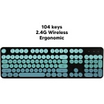 VBESTLIFE Combo de Ratón de Teclado Inalámbrico, 104 Teclas 2,4G Teclado Punk Retro Inalámbrico con 6 Bottons 2400DPI Juego de Ratón para PC Portátil de Escritorio (Color Mezclado Azul) - Imagen 5