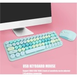 DAWH Ratón del Teclado del USB, Material del ABS del Ratón del Teclado del Juego Inalámbrico de 68 Teclas 2.4G para el Escritorio (Color Mezclado Azul) - Imagen 3