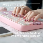 Perixx - PERIDUO-713 - Teclado inalámbrico y ratón, bonito teclado con teclas redondeadas de estilo retro, teclado en italiano, rosa pastel - Imagen 6