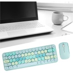 DAWH Ratón del Teclado del USB, Material del ABS del Ratón del Teclado del Juego Inalámbrico de 68 Teclas 2.4G para el Escritorio (Color Mezclado Azul) - Imagen 2