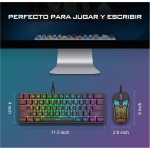 RedThunder Teclado Mecánico Alámbrico Gaming 60%,Retroiluminación RGB Dinámica,Ratón Celular Ligero de 7200 dpi,Teclado Ultra-Compacto 62 Teclas Anti-ghosting,Disposición QWERTY ES,para PC/PS5/Xbox - Imagen 5