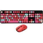 CCYLEZ Combo de Teclado y Ratón Retro Inalámbrico, 3 dpi Ajustable, 2,4G, Silencioso, Compacto, Elegante Juego de Teclado y Ratón para PC, Portátil (Color Mezclado Rojo) - Imagen 2