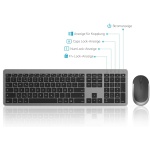 seenda - Juego de teclado y ratón inalámbrico, ultrafino, recargable, teclado ergonómico con protección antipolvo de silicona para PC, ordenador portátil, Smart TV, disposición DE QWERTZ (negro y - Imagen 7