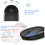 seenda Teclado inalámbrico con ratón, juego de ratón recargable inalámbrico para ordenador/portátil, clic silencioso, tamaño completo y diseño QWERTZ (negro y gris) - Imagen 6