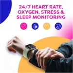 OCTANDRA Go VeryFit - Reloj inteligente con frecuencia cardíaca, saturación de oxígeno en sangre, monitor de sueño, contador de pasos de 1.69 pulgadas, podómetro, 5 ATM, ejercicio, actividad, - Imagen 3