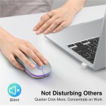 cimetech - Ratón Bluetooth Recargable, ratón inalámbrico, ratón silencioso de Dos Modos (Bluetooth 5.1 + USB 2.4G) 3 dpi para MacBook/Tablet/iPad/Ordenador Portátil/PC/Notebook - Plata - Imagen 4