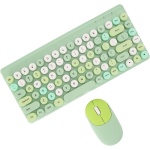 BROLEO Teclado Inalámbrico, Teclado y Ratón Inalámbricos de Diseño Ergonómico Colorido para PC (Green) - Imagen 5
