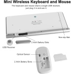Thanice Combo de teclado y mouse inalámbricos de 2.4 G, teclado inalámbrico portátil delgado USB con clic silencioso, compatible con iMac, Mac, PC, laptop, Smart TV, PS4 (plateado) - Imagen 2