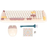 Teclado y Ratón Inalámbricos Ergonómicos, Bonito Teclado y Ratón Desmontables de Tamaño Completo de 2,4 GHz para ME para 8 (Beige) - Imagen 5