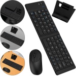 JUCHRZEY Teclado Inalámbrico Plegable Ratón Compatible con Teclado Ultrafino Plegable Soporte para Teléfono Tableta 3 Modos Recargable para iOS/Android Tablet Teléfono - Imagen 9