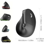 PINKCAT Raton Vertical, Raton Ergonomico Inalambrico, Recargable, con luz RGB, 6 Botones, prevención del síndrome del ratón - Negro - Imagen 2