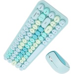suick Combo de Teclado y Ratón, Ergonómico, 3 dpi, 2,4 GHz, Bonito Juego de Teclado Inalámbrico Retro, 68 Teclas Redondas, Receptor USB para Viajes (Color Mezclado Azul) - Imagen 4