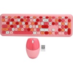 Juego de Teclado y Mouse, Ratones Inalámbricos de 2.4G y Juego de Teclado de 110 Teclas Teclado de Mecanografía de Máquina de Escribir de Oficina Colorido Retro (666 conjunto inalámbrico de color - Imagen 7