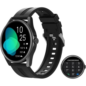 HUAKUA Smartwatch Hombre con Llamadas, 1,3" Round Reloj Inteligente con Podómetro, Esfera de Reloj Personalizada, Monitor Sueño, Podómetro, Pulsómetro Pulsera Actividad para Android iOS
