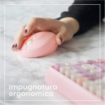 Perixx - PERIDUO-713 - Teclado inalámbrico y ratón, bonito teclado con teclas redondeadas de estilo retro, teclado en italiano, rosa pastel - Imagen 5