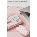Combinación de Teclado y Ratón Inalámbricos de 2,4G con Teclas Redondas y Teclado Numérico, Alto Rendimiento, Teclas de Patas Altas, Ratón Ajustable (Tablero Rosa) - Imagen 2