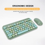Bewinner Combo de Ratón de Teclado Inalámbrico Retro, Juego de Ratón de Teclado Ergonómico Inalámbrico USB de 75 Teclas, para Ordenador Portátil (Verde) - Imagen 7
