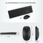 seenda Teclado y ratón inalámbricos, teclado inalámbrico delgado con ratón para ordenador, portátil, MacBook, tamaño completo y diseño QWERTZ, alcance de hasta 10 m (negro) - Imagen 3
